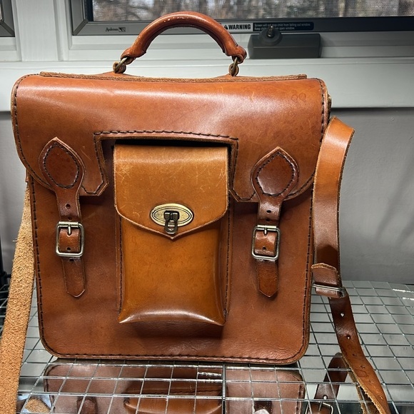 Vintage Ranger Saddle Bag Structured Belting Leather Rectangular Crossbody Bag - Picture 5 of 15